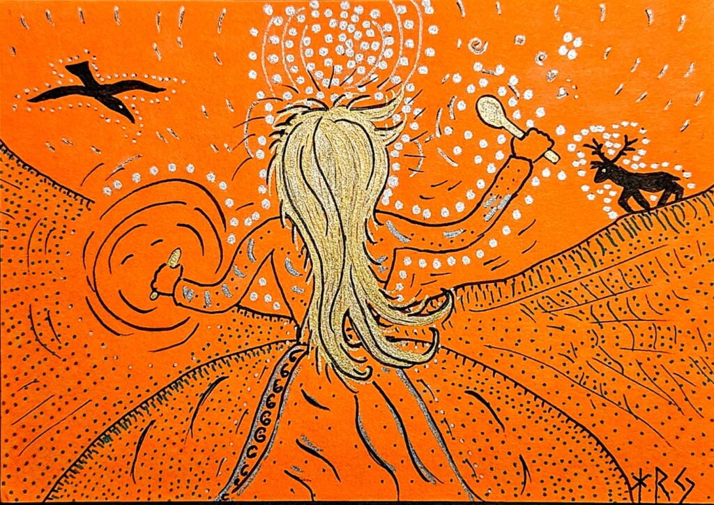 "Trommedanser - Vølve - tormmer kræfterne frem."