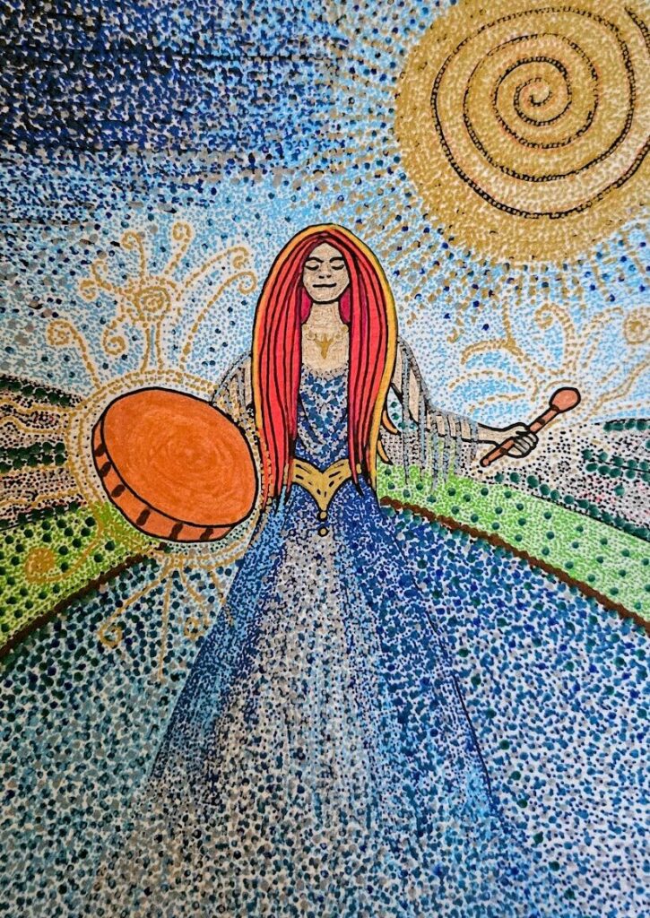 "TrommeVølve.... Trommer solen og foråret frem. En hilsen til livet."