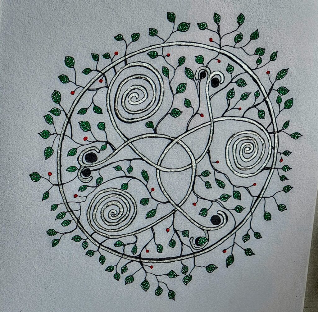 "Et kosmisk væv af spiraler og grene – styrke, beskyttelse og forbindelsen til det usynlige."